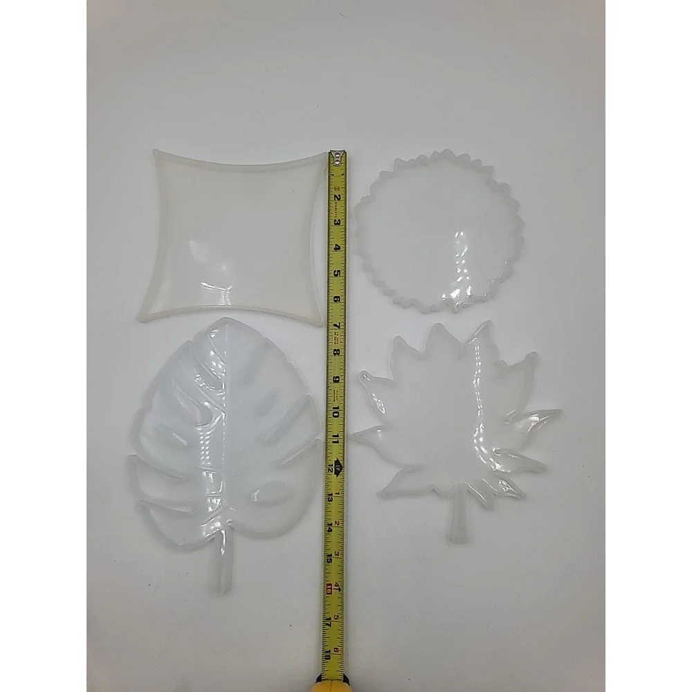 4 Large‎ Leaf Leaves Square Resin Silicone Mold Epoxy Casting Mold